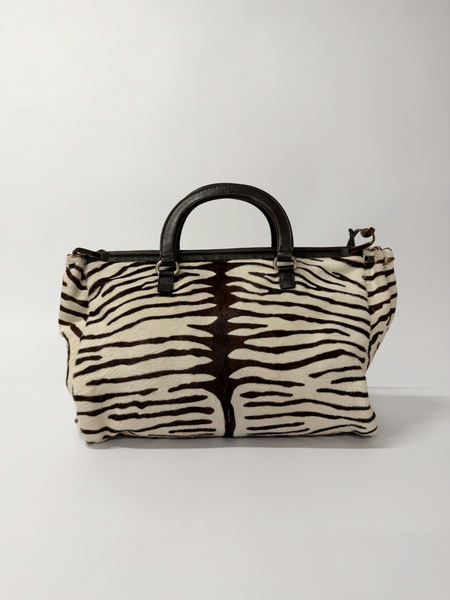Prada Zebra Print Top Handle Bag — Pony Hair & Brown Leather